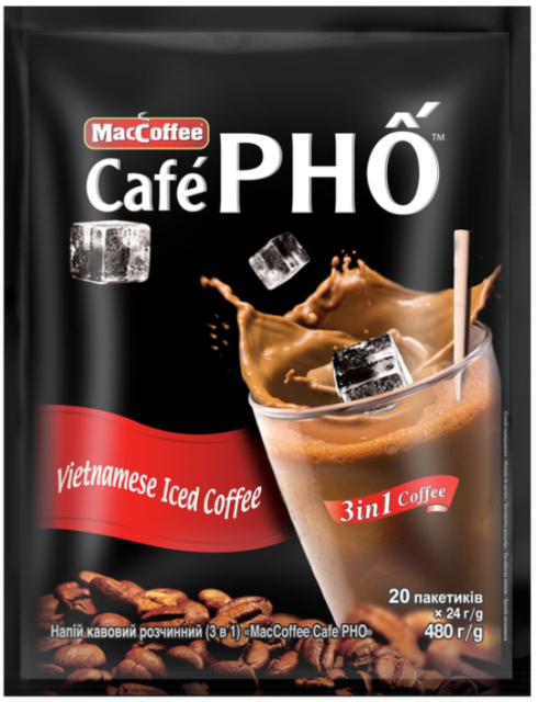 Кавовий напій MacCoffee 3 в 1 Cafe PHO 24 г х 20 стіків